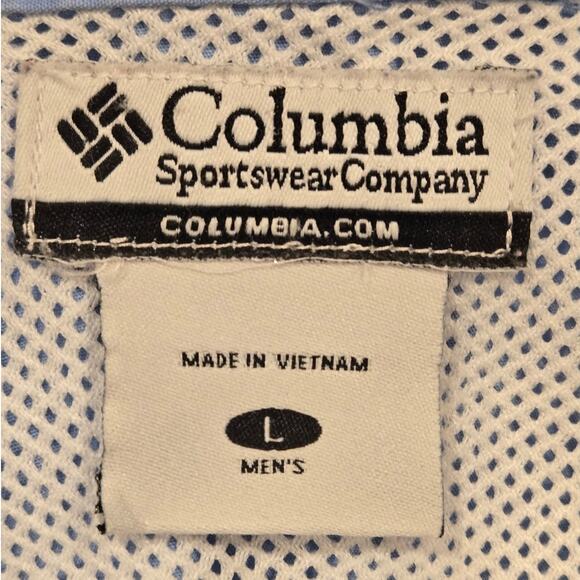 Columbia SPF 50 Vented Caped Fishing Hiking Outdoor Shirt Light Blue Mens Large - Picture 6 of 9